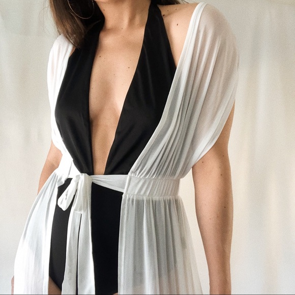MESH KIMONO COVER-UP — In Off white - Picture 5 of 7
